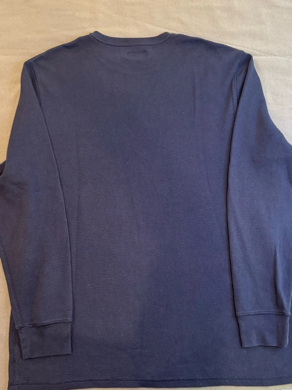 Ralph Lauren Men's Navy Blue Thermal Long Sleeve Shirt White Pony 2XL